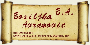 Bosiljka Avramović vizit kartica